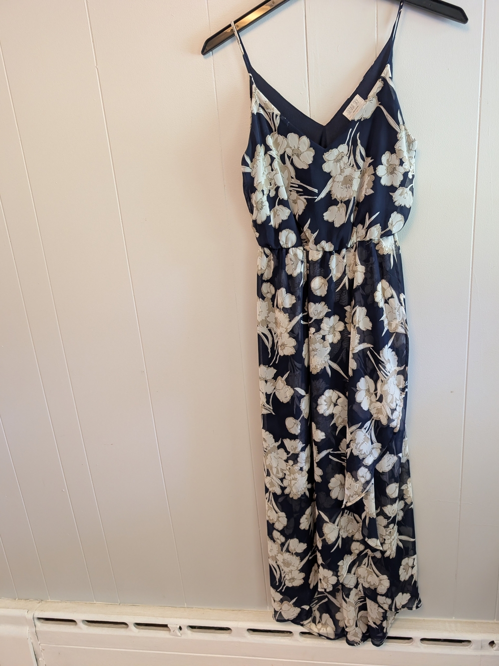 Sienna Sky Navy Maxi Slip Dress with Cream Floral Print